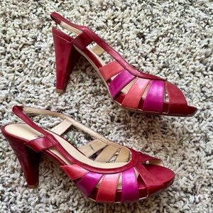 IMPO Red & Pink Slingbacks Size 7